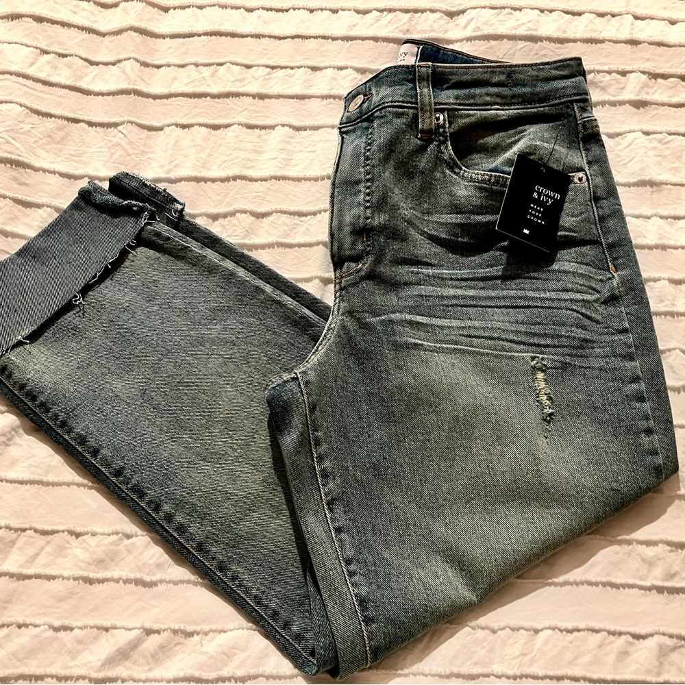 CROWN & IVY Cropped Straight Cut Jeans size 8P BRAND NEW Vintage Cut